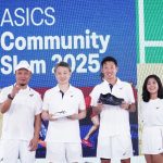 (kiri-kanan) Billy Mabila Product Merchandiser of Core Performance Sports (CPS)ASICS Indonesia, Mitsuyuki Tominaga President and COO ASICS, Sota FukushimaPresident Director ASICS Indonesia, dan Maitri Widyakirana Marketing Leadof Core Performance Sports (CPS) ASICS Indonesia