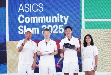 (kiri-kanan) Billy Mabila Product Merchandiser of Core Performance Sports (CPS)ASICS Indonesia, Mitsuyuki Tominaga President and COO ASICS, Sota FukushimaPresident Director ASICS Indonesia, dan Maitri Widyakirana Marketing Leadof Core Performance Sports (CPS) ASICS Indonesia