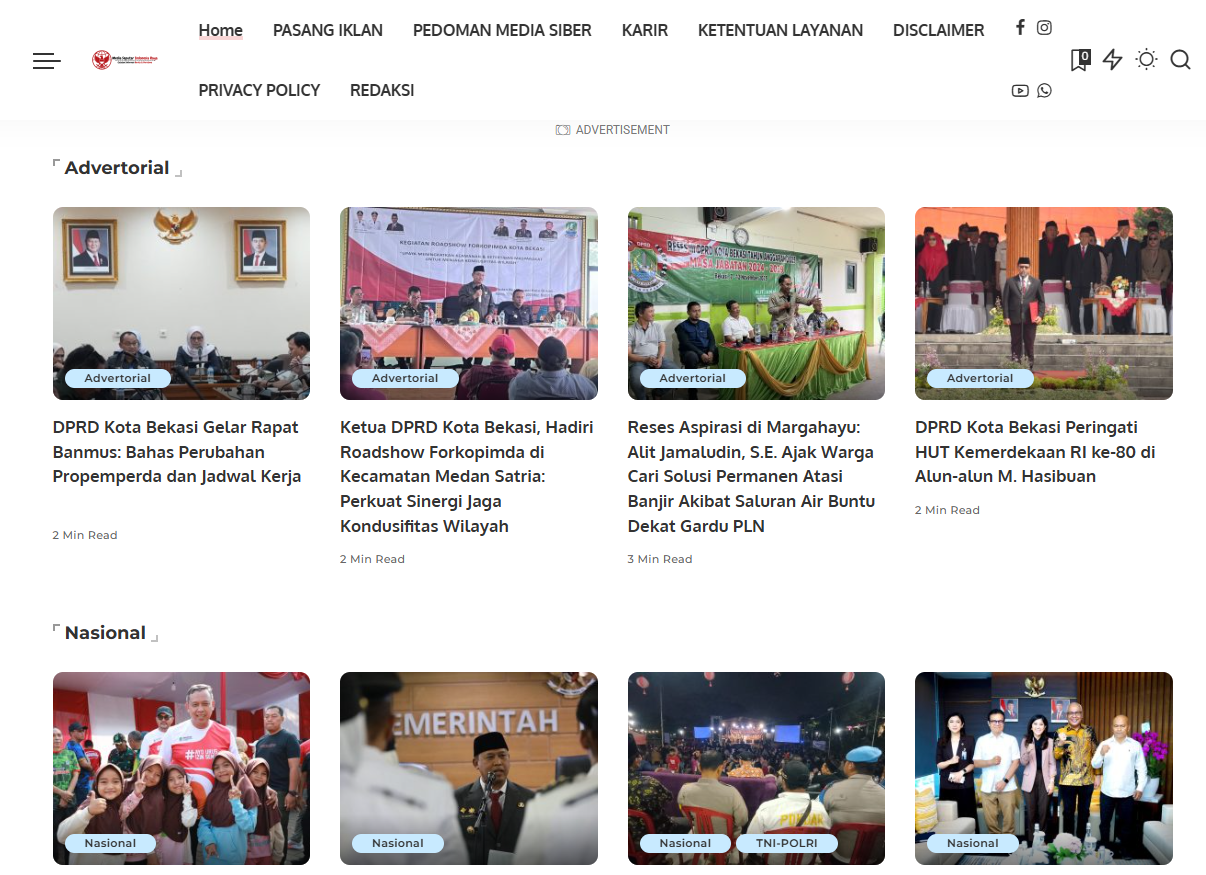 Tampilan Halaman Tengah Website mediaseputarindonesiaraya.com 